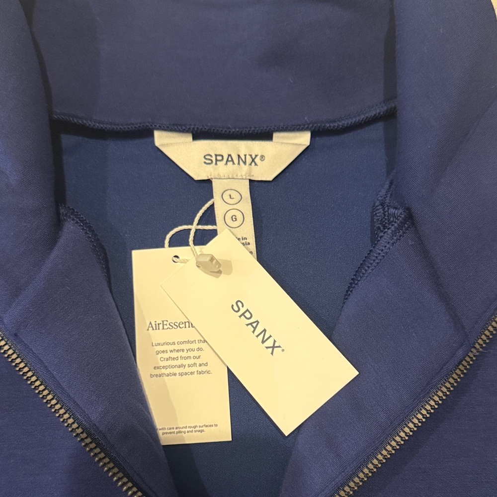 NWT SPANX Full Zip Track Jacket Women's Blue Zip-Up Jacket- midnight navy - Picture 6 of 6